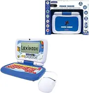 Lexibook JC398i1 Power Junior Bilingual Laptop French/English with 40 Activities A New Way to Learn Reading and Counting Blue/White Waist Unique
