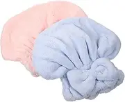 Baluue 2pcs Quick Drying Hair Wrap Girl Bath Hair Dry Hat Home Bowknot Coral Fleece Hair Towel Hat