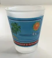 Trinidad & Tobago Beach Scene Frosted Glass Shot Glass Barware NEW