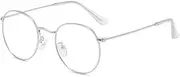 Junsika Round Blue Light Glasses for Women Men Retro Circle Computer Gaming Glasses Clear Lens Metal Frame Eyeglasses