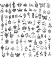 100 PCS Wholesale Bulk Lots Tibetan Silver Metal Charms for Jewelry