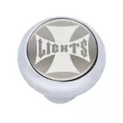 Small Chrome "Lights" Small Deluxe Dash Knob - Silver Maltese Cross Sticker