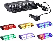 TASWK 8 Flashing Mode Multi-Color 12 RGB Strobe LED Light with On/Switch Cigarette Adapter Emergency Vehicle Dash Warning Strobe LED Flash Light