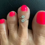 Sterling Silver Round CZ Toe Ring, Silver Ring, CZ Ring