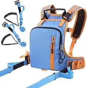 STLOVe Ski and Snowboard Harness Trainer Backpack for Kids -Teach Your Child The Fundamentals of Skiing and Snowboarding, Learn to Ski Safely and Control Speed, Mini Backpack (Blue&Red)