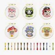 WhiskerWonder 6-Piece Cross Stitch Kit: Purrfectly Lovable Cat Style. Stamped wi