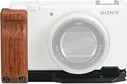Wooden Hand Grip for Sony ZV-1 II/ZV-1F/ZV-1 Camera Anti-Slip Bracket L Mount with Battery Memory Card Slot Opening/1/4-20 Screw Mount/Cold Shoe