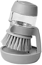 KIESANO Refillable Soap Dispensing Cleaning Washing Up Kitchen Brush with Storage Stand Holder, Grey