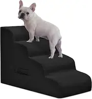 Mesa Lemon Dog Steps for Small Dogs, 4-Step Pet Ramp Stairs for High Beds and Sofa, Non-Slip Pet Stairs for Small Dogs and Cats, Removable and Easy to Clean Cover, Black