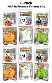 6 Pack Halloween Mini Smores Kits - Kids Party Favor Marshmallow Ghost Pumpkin