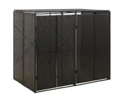 vidaXL Double Wheelie Bin Shed Black 140x80x117 cm Poly Rattan