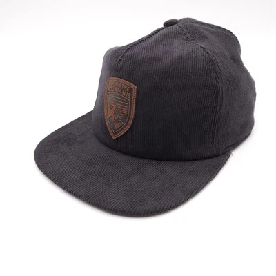 Kuhl Khaos Corduroy Camp Hat Strapback Leather Patch Ball Cap Raven Black 964