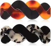 Healeved Tortoise Hair Barrette - 2 Pcs Large Hair Clips for Women, Retro Automatic French Clip for Hair For Decorating or Sectioning Hair, Fit Women Girls - Barrette Hair Clips