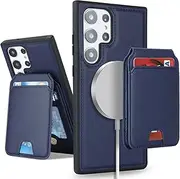 SailorTech Samsung Galaxy S23 Ultra case with Credit Card Holder mag Safe, Galaxy S23 Ultra Phone Leather Case Wallet for Women Compatible mag Safe Wallet Detachable 2-in-1 for Men-Blue