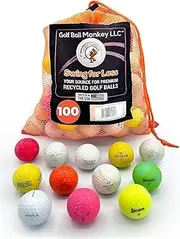 Golf Ball Monkey Cheap Assorted Recycled Hit Away Golf Balls Bulk - Hit Away Golf Balls - Assorted Color Golf Balls - Includes - Golf Balls, 15 Golf Ball tees and Mesh Carrying Bag