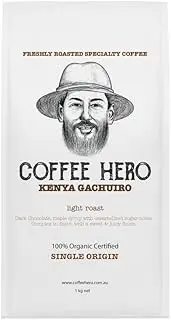 COFFEE HERO KENYA GACHUIRO - SIngle Origin 1KG Coffee Beans - High Altitude, Authentic Taste - Ideal Choice For Latte, AeroPress, Batch Brew, Stovetop, Pour-Over, Plunger & Cold Brew Light Roast