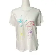 Wildfox Size Small Love Signs Keke Graphic Tee Short Sleeve T Shirt White NWT