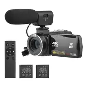 4K Digital Video Camera WiFi Camcorder DV Recorder 56MP 18X Digital Zoom 3.0 Inch IPS Touchscreen black