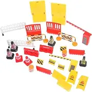 KOMBIUDA 1 Set Simulated Traffic Barricades Baseplate Vehicles Cars Room Decor for Boys Directional Play Mat Barrier Construction Traffic Sign Tracks Games Blocks Outdoor Stickers Mini Abs
