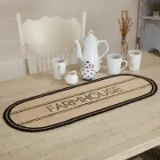 Table Runner Sawyer Mill Charcoal Jute Farmhouse 13x36 Oval Kitchen VHC Brands