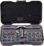 DIY Screwdriver 24-in-1, Precision Magnetic Ratchet Screwdriver Set with S2 Steel Bits, Detachable T-Handle & Tool Kit, Compact Design for Home Repairs, Maintenance & DIY (24-in-1)