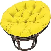 Papasan Chair Cushion,Outdoor Seat Cushion for Papasan Round Chair, Garden Swing Cushion Replacement, Soft Thicken Comfy Hanging Basket Round Chair Pad(Yellow,110x110cm)