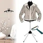 DJAPWPX-Steamer Stand Telescopic Clothes Steamer Rack Foldable Steamer Hanger Stand Portable Clothes Steamer Holder Clothes Steamer Stand with Lint Remover for Home Steaming Clothes (Black)
