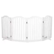 PaWz Wooden Pet Gate Dog Fence Safety Stair Barrier Security Door 4 Panels White
