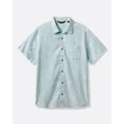 NWT TravisMathew Double Room Button Up Shirt in Eggshell Blue size XL