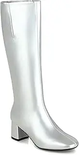 [JIEEME] Women's Boots Fashion Round Toe Block Heel Zip High Heel Handmade Over the Knee Boots Large Size z667s