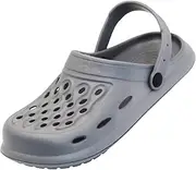 [GLMDKAI] Non-Slip Garden Clogs for Women and Men, Slip On Shower Shoes Heel Strap Mules Sandals Lightweight Slippers Beach Home Casual Wear Soft Air Cushion Sole Slides, Grey, 9 Narrow Women/7 Narrow Men