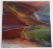 3026.30 CRANBERRY, ROYAL BLUE, GREEN, WHITE STREAKY 4"x 4" BULLSEYE GLASS 90 COE