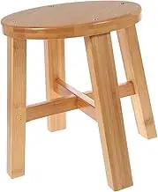 MOLUCKFU 1Pc Bamboo Small Stool for Slip Footstool Stable Household Stool for Bathroom Home Use Natural Bamboo Design Brown Finish for Safety