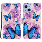 Pattern Embossed Phone Case for iPhone 14 6.1 inch,TPU Wallet Stand Shockproof Cover Butterfly