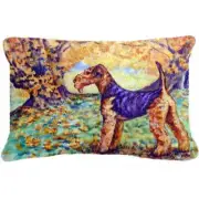 Carolines Treasures 7343PW1216 Autumn Airedale Terrier Fabric Decorative Pillow