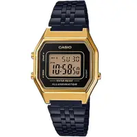 在飛比找PChome24h購物優惠-【CASIO 卡西歐】復古電子錶-黑金_LA680WEGB-