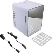 Mini Refrigerator for Skincare, 10L Mirrored Small Portable Beauty Fridge with Dimmable LED Mirror for Refrigerating Makeup/Skincare and Food (Plug