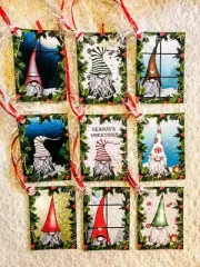 Christmas Scandinavian Tomte Gnomes~ 9 Gift Hang Tags~Parties~Scrapbook~411R