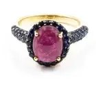 4.80ct Natural Ruby and Blue Sapphire Tsavorite Ring 925 Sliver in Gold Plated