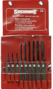 Sidchrome 9-PIECE COMBINATION PIN PUNCH SET SCMT27209 Short & Long *Aust Brand