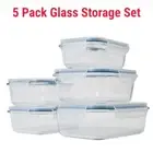 5 Pack Glass Food Storage Containers With Lid Airtight Glass Meal Prep Lunch Box