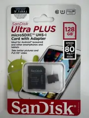 SanDisk Ultra PLUS 128GB MicroSDXC UHS-1 Card W/ Adapter