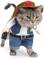 NACOCO Cowboy Dog Costume with Hat Dog Clothes Halloween Costumes for Cat and Small Dog (Small)