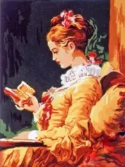 Printed Canvas or Threads Kit for Needlepoint Tapestry "Reader" D477