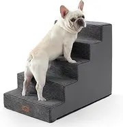 Straight Dog Stairs, Small Pet Steps with Leakproof Cover, High Density Foam Cat Ramp for High Bed Car, Lightweight, Durable, 29.5x19.7x23.6 inch, 5 Tiers, Dark Grey
