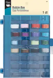 Storage, Holds 32 (Included) Bobbin Box, Blue
