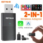 GetPairr 2 in 1 Wireless Carplay Android Auto Adapter USB Car Dongle Plug ＆ Play