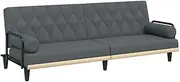 vidaXL Modern Adjustable Sofa Bed with Armrests and Pillows, Dark Grey Fabric Couch Bed with Plywood Frame