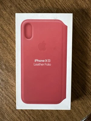 Genuine Apple iPhone XS Leather Folio Case - Peony Pink New
