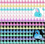 120Pcs Luminous Mini Resin Bunny, Miniature Bunny Figurines, Glow in The Dark Tiny Rabbit Ornament for Garden Landscape Aquarium Dollhouse Birthday Party Room Crafts Decor